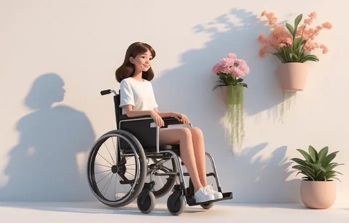 Inclusive Design with a Girl in a Wheelchair 3D Artwork Illustration image